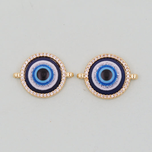 Gold Round Evil Eye Charms,18K Gold Filled Evil Eye Pendant,Evil Eye Charm Bracelet Necklace for DIY Jewelry Making Supply