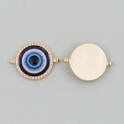 Gold Round Evil Eye Charms,18K Gold Filled Evil Eye Pendant,Evil Eye Charm Bracelet Necklace for DIY Jewelry Making Supply