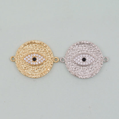 Gold Round Evil Eye Charms,18K Gold Filled Evil Eye Pendant,Evil Eye Charm Bracelet Necklace for DIY Jewelry Making Supply