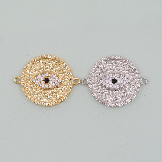 Gold Round Evil Eye Charms,18K Gold Filled Evil Eye Pendant,Evil Eye Charm Bracelet Necklace for DIY Jewelry Making Supply