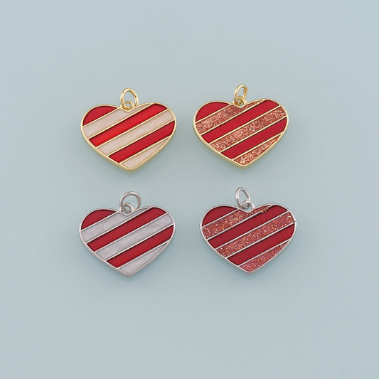 Gold Heart Charms,18K Gold Filled Heart Pendant,Enamel Heart Charm Bracelet Necklace for DIY Jewelry Making Supply