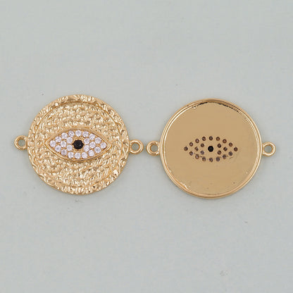 Gold Round Evil Eye Charms,18K Gold Filled Evil Eye Pendant,Evil Eye Charm Bracelet Necklace for DIY Jewelry Making Supply