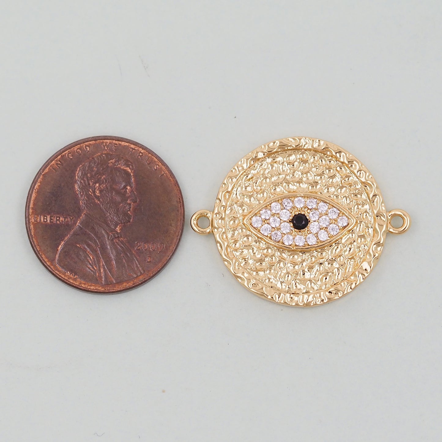Gold Round Evil Eye Charms,18K Gold Filled Evil Eye Pendant,Evil Eye Charm Bracelet Necklace for DIY Jewelry Making Supply