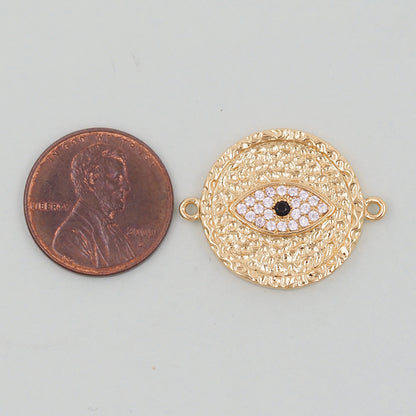 Gold Round Evil Eye Charms,18K Gold Filled Evil Eye Pendant,Evil Eye Charm Bracelet Necklace for DIY Jewelry Making Supply