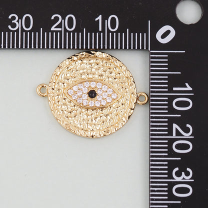 Gold Round Evil Eye Charms,18K Gold Filled Evil Eye Pendant,Evil Eye Charm Bracelet Necklace for DIY Jewelry Making Supply