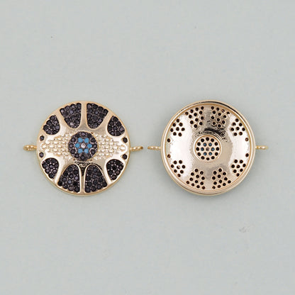 Gold Round Evil Eye Charms,18K Gold Filled Evil Eye Pendant,Evil Eye Charm Bracelet Necklace for DIY Jewelry Making Supply