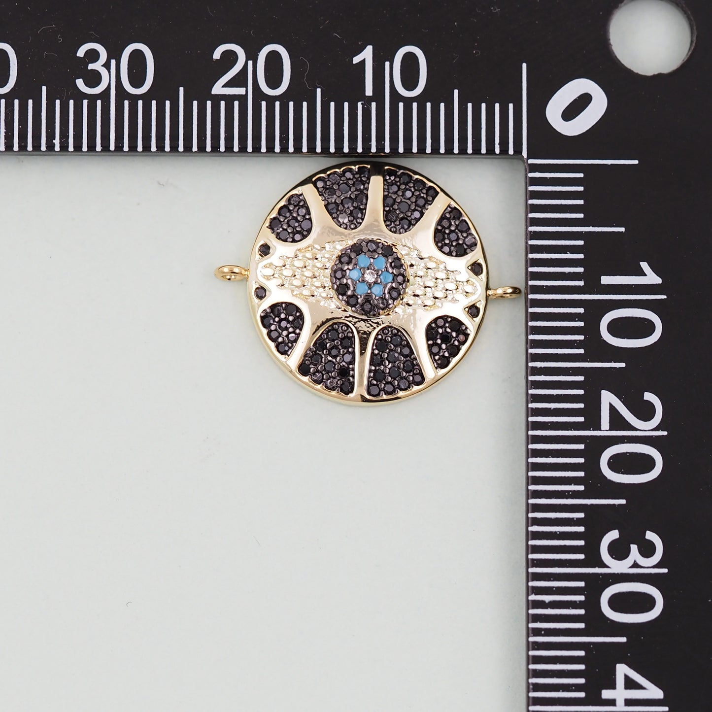 Gold Round Evil Eye Charms,18K Gold Filled Evil Eye Pendant,Evil Eye Charm Bracelet Necklace for DIY Jewelry Making Supply