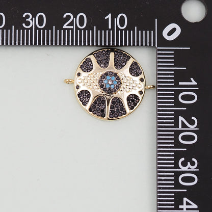 Gold Round Evil Eye Charms,18K Gold Filled Evil Eye Pendant,Evil Eye Charm Bracelet Necklace for DIY Jewelry Making Supply