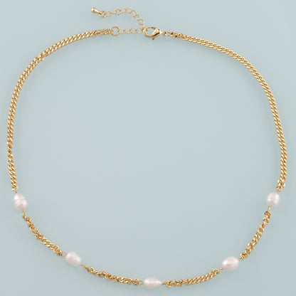 Gold Cuban Chain Necklace,18K Gold Filled Pearl Cuban Chain for Necklace Bracelet DIY Jewelry Making Supply