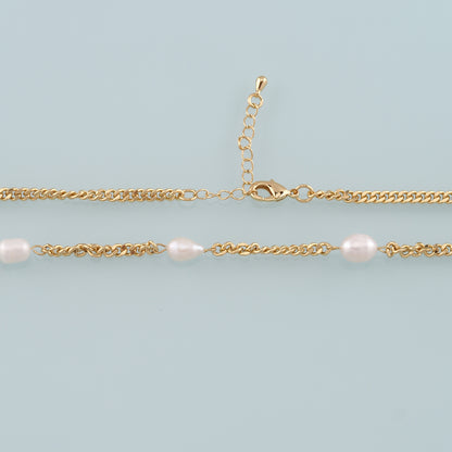 Gold Cuban Chain Necklace,18K Gold Filled Pearl Cuban Chain for Necklace Bracelet DIY Jewelry Making Supply