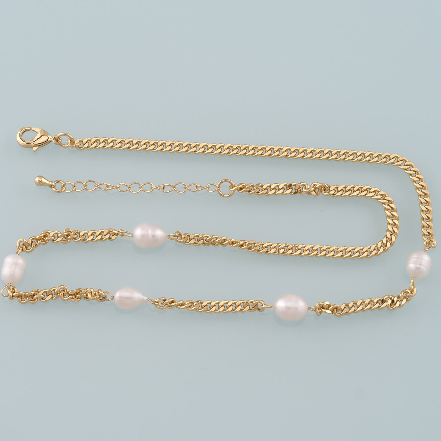 Gold Cuban Chain Necklace,18K Gold Filled Pearl Cuban Chain for Necklace Bracelet DIY Jewelry Making Supply