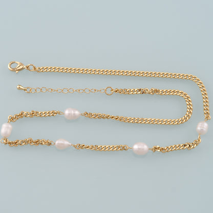 Gold Cuban Chain Necklace,18K Gold Filled Pearl Cuban Chain for Necklace Bracelet DIY Jewelry Making Supply