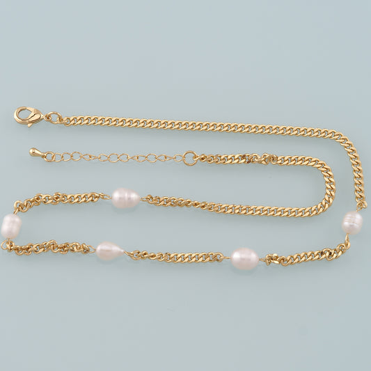Gold Cuban Chain Necklace,18K Gold Filled Pearl Cuban Chain for Necklace Bracelet DIY Jewelry Making Supply