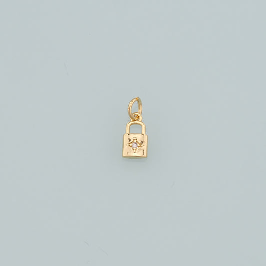 Gold Key Lock Charms,18K Gold Filled Lock Pendant,CZ Micro Pave Lock Charm Bracelet Necklace for DIY Jewelry Making Supply