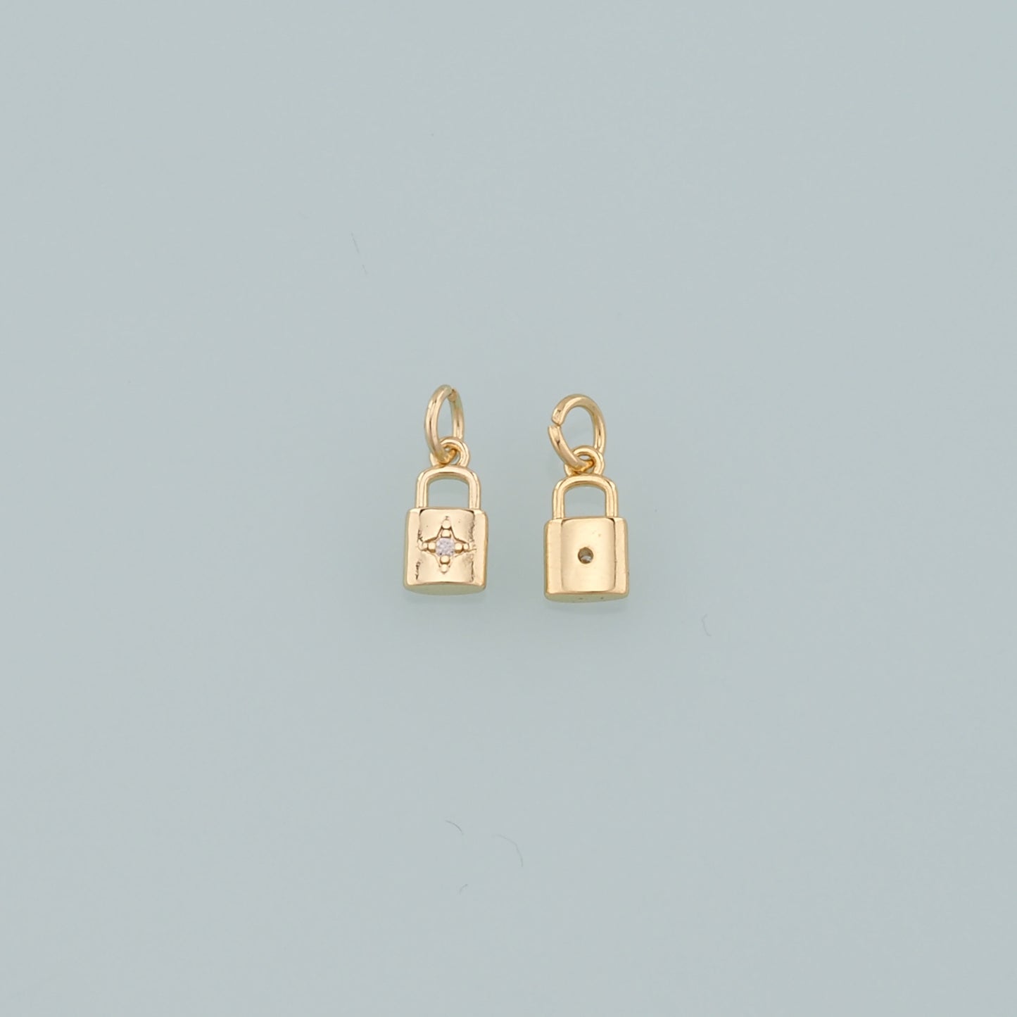 Gold Key Lock Charms,18K Gold Filled Lock Pendant,CZ Micro Pave Lock Charm Bracelet Necklace for DIY Jewelry Making Supply