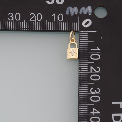 Gold Key Lock Charms,18K Gold Filled Lock Pendant,CZ Micro Pave Lock Charm Bracelet Necklace for DIY Jewelry Making Supply