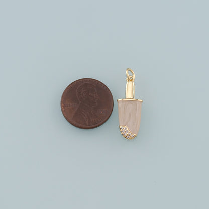 Gold Summer Charms,18K Gold Filled Ice Cream Pendant,Enamel Ice Cream Charm Bracelet Necklace for DIY Jewelry Making Supply