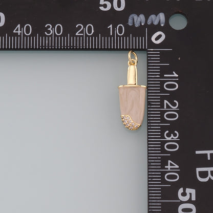 Gold Summer Charms,18K Gold Filled Ice Cream Pendant,Enamel Ice Cream Charm Bracelet Necklace for DIY Jewelry Making Supply