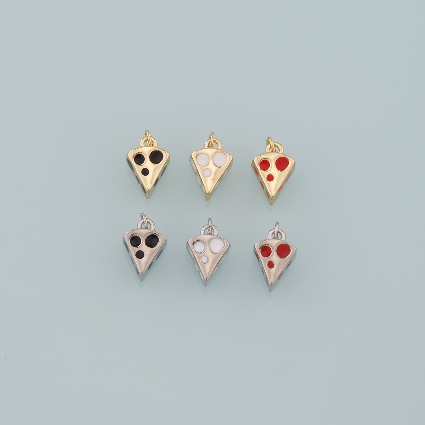 Gold Food Charms,18K Gold Filled Cheese Pendant,Enamel Cheese Charm Bracelet Necklace for DIY Jewelry Making Supply