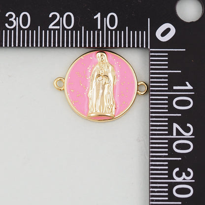 Gold Virgin Mary Charms,18K Gold Filled Virgin Mary Pendant,Virgin Mary Connector Charm Bracelet Necklace for DIY Jewelry Making Supply