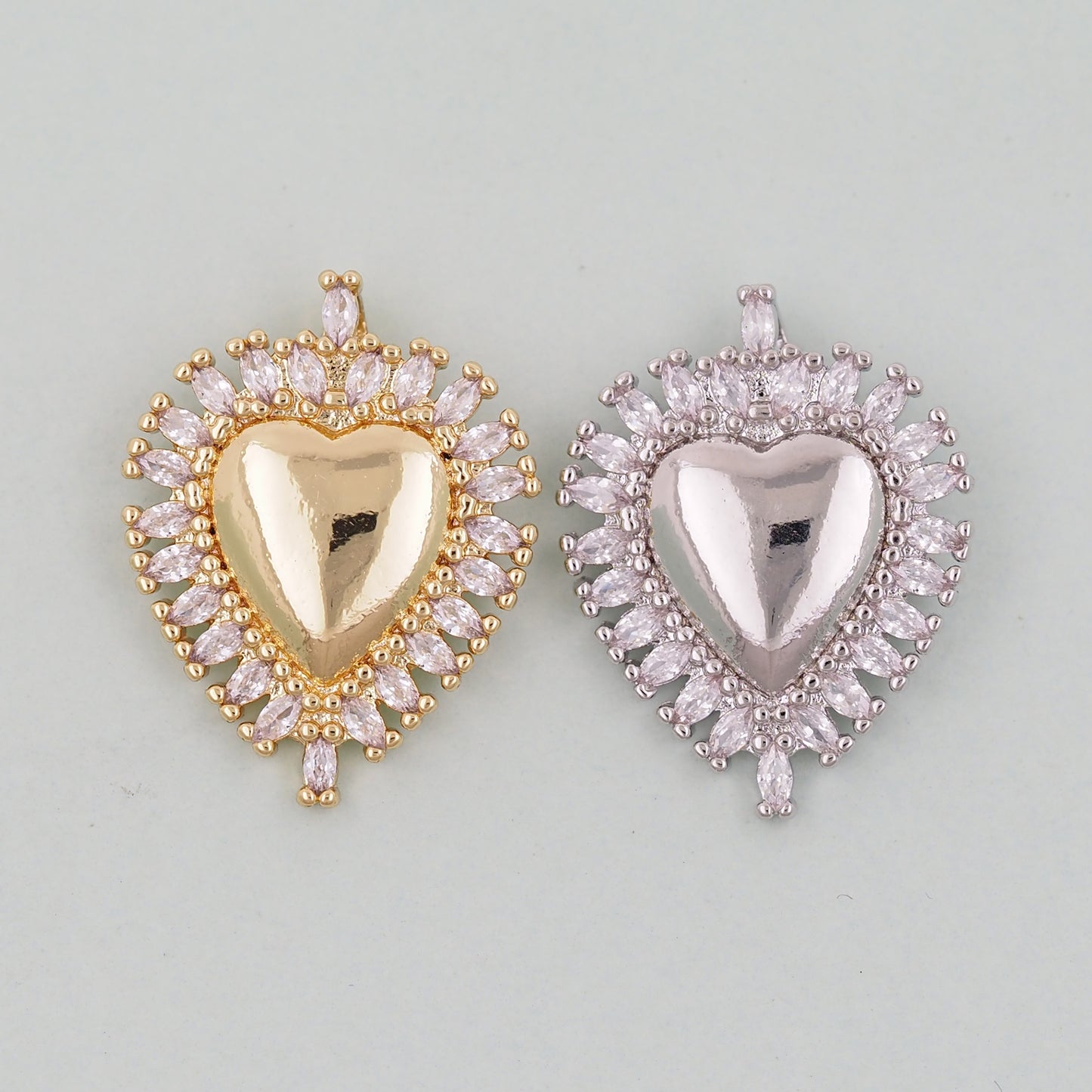 Gold Heart Charms,18K Gold Filled Heart Pendant,Heart Charm Bracelet Necklace for DIY Jewelry Making Supply