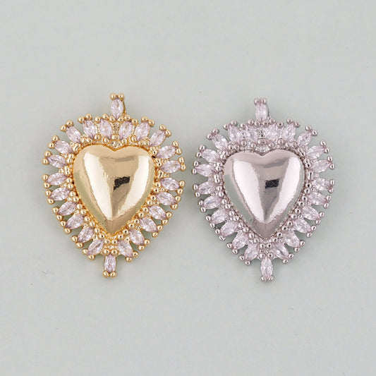 Gold Heart Charms,18K Gold Filled Heart Pendant,Heart Charm Bracelet Necklace for DIY Jewelry Making Supply