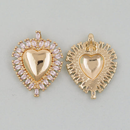 Gold Heart Charms,18K Gold Filled Heart Pendant,Heart Charm Bracelet Necklace for DIY Jewelry Making Supply