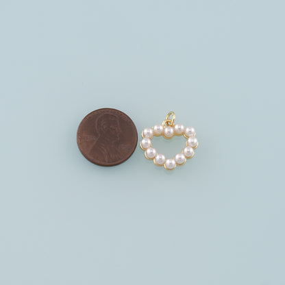 Gold Heart Charms,18K Gold Filled Pearl Heart Pendant,Heart Charm Bracelet Necklace for DIY Jewelry Making Supply