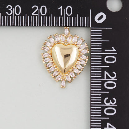 Gold Heart Charms,18K Gold Filled Heart Pendant,Heart Charm Bracelet Necklace for DIY Jewelry Making Supply