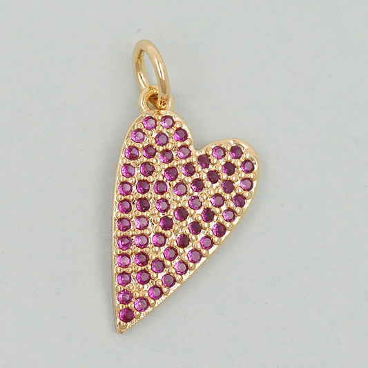 Gold Heart Charms,18K Gold Filled Heart Pendant,Heart Charm Bracelet Necklace for DIY Jewelry Making Supply
