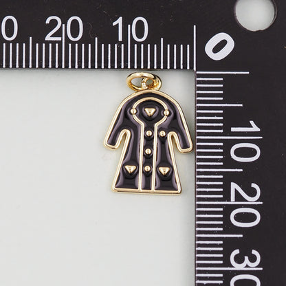 Gold Dress Charms,18K Gold Filled Dress Pendant,Clothes Charm Bracelet Necklace for DIY Jewelry Making Supply