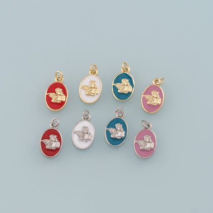 Gold Angel Wings Charms,18K Gold Filled Angel Pendant,Enamel Angel Charm Bracelet Necklace for DIY Jewelry Making Supply