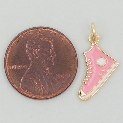 Gold Shoe Charms,18K Gold Filled Shoe Pendant,Shoe Charm Bracelet Necklace for DIY Jewelry Making Supply