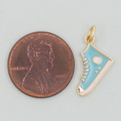 Gold Shoe Charms,18K Gold Filled Shoe Pendant,Shoe Charm Bracelet Necklace for DIY Jewelry Making Supply