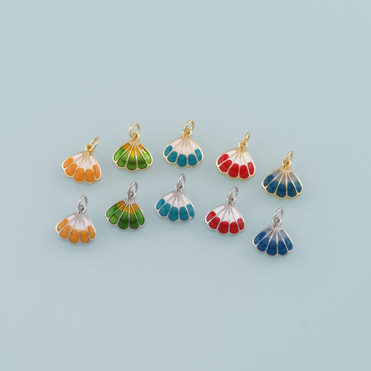 Gold Shell Charms,18K Gold Filled Scallop Pendant,Enamel Conch Shell Charm Bracelet Necklace for DIY Jewelry Making Supply