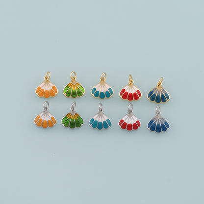 Gold Shell Charms,18K Gold Filled Scallop Pendant,Enamel Conch Shell Charm Bracelet Necklace for DIY Jewelry Making Supply