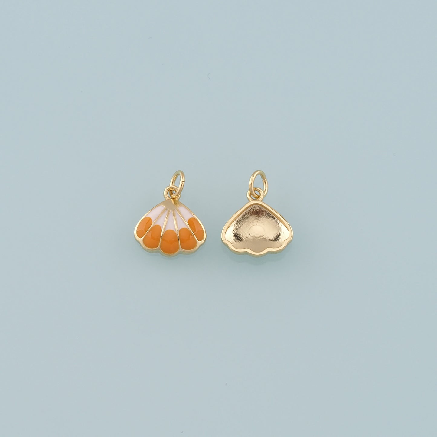 Gold Shell Charms,18K Gold Filled Scallop Pendant,Enamel Conch Shell Charm Bracelet Necklace for DIY Jewelry Making Supply
