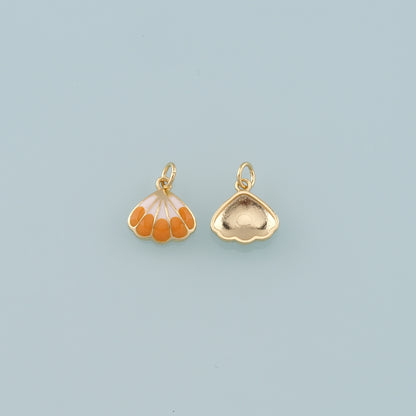 Gold Shell Charms,18K Gold Filled Scallop Pendant,Enamel Conch Shell Charm Bracelet Necklace for DIY Jewelry Making Supply