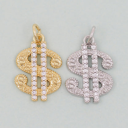 Gold Money Symbol Charms,18K Gold Filled Money Pendant,Money Charm Bracelet Necklace for DIY Jewelry Making Supply