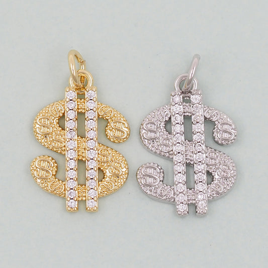 Gold Money Symbol Charms,18K Gold Filled Money Pendant,Money Charm Bracelet Necklace for DIY Jewelry Making Supply
