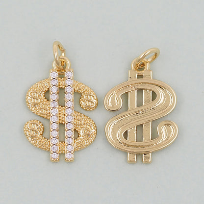 Gold Money Symbol Charms,18K Gold Filled Money Pendant,Money Charm Bracelet Necklace for DIY Jewelry Making Supply