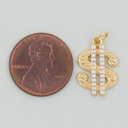 Gold Money Symbol Charms,18K Gold Filled Money Pendant,Money Charm Bracelet Necklace for DIY Jewelry Making Supply