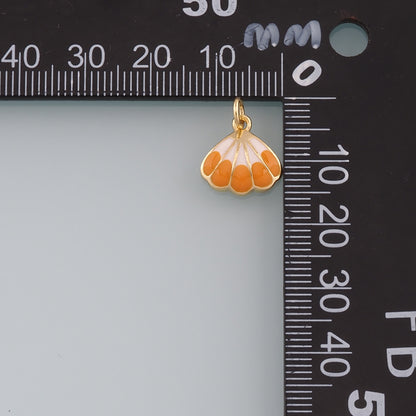 Gold Shell Charms,18K Gold Filled Scallop Pendant,Enamel Conch Shell Charm Bracelet Necklace for DIY Jewelry Making Supply