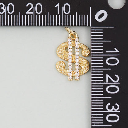 Gold Money Symbol Charms,18K Gold Filled Money Pendant,Money Charm Bracelet Necklace for DIY Jewelry Making Supply