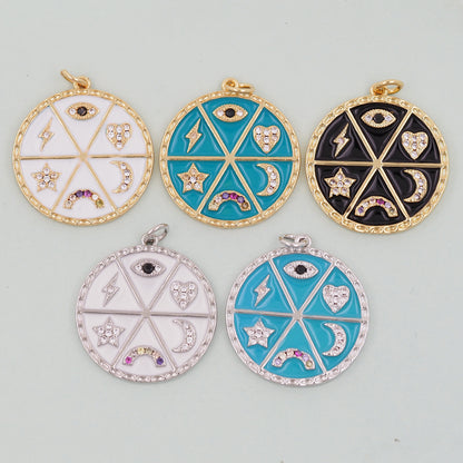 Gold Round Evil Eye Charms,18K Gold Filled Evil Eye Pendant,Evil Eye Charm Bracelet Necklace for DIY Jewelry Making Supply
