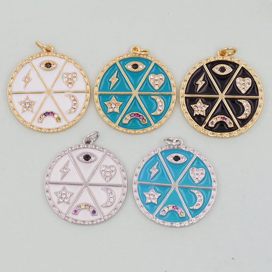 Gold Round Evil Eye Charms,18K Gold Filled Evil Eye Pendant,Evil Eye Charm Bracelet Necklace for DIY Jewelry Making Supply