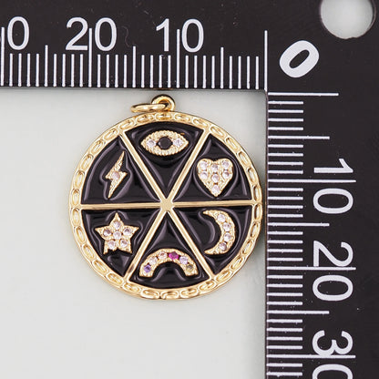 Gold Round Evil Eye Charms,18K Gold Filled Evil Eye Pendant,Evil Eye Charm Bracelet Necklace for DIY Jewelry Making Supply