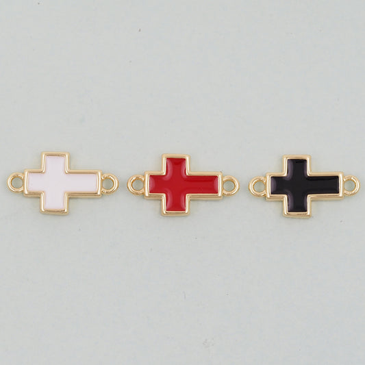 Gold Cross Charms,18K Gold Filled Cross Pendant,Religious Charm Bracelet Necklace for DIY Jewelry Making Supply