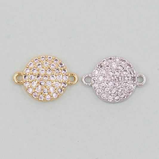 Gold Round Charms,18K Gold Filled Round Pendant,Round Connector Charm Bracelet Necklace for DIY Jewelry Making Supply