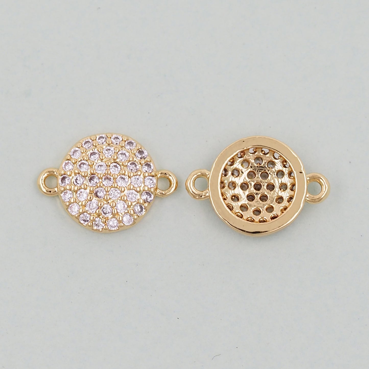 Gold Round Charms,18K Gold Filled Round Pendant,Round Connector Charm Bracelet Necklace for DIY Jewelry Making Supply